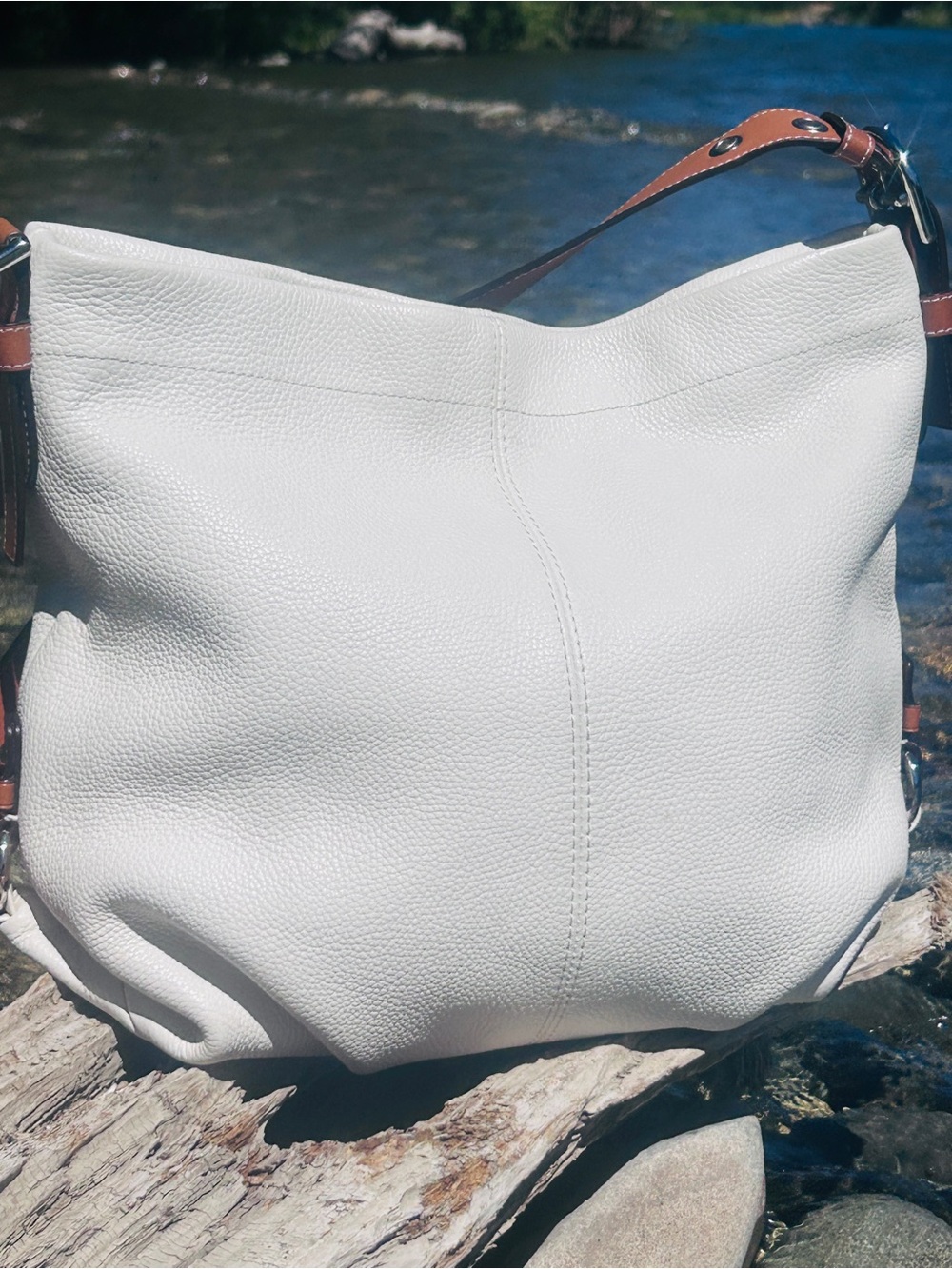Coach Brooke Hobo Bag White Pebbled Leather (style #15064) - Picture 5 of 15